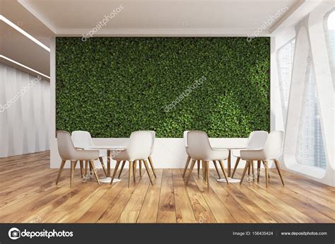 Maybe you would like to learn more about one of these? Office cafe interior, grass wall front — Stock Photo ...