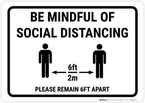 Be Mindful Of Social Distancing Landscape Wall Sign