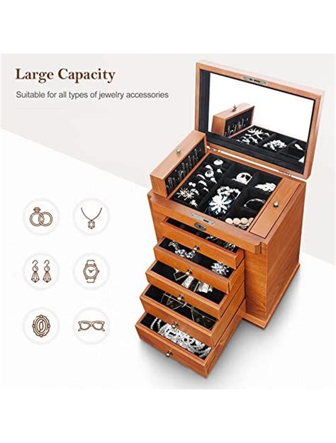 Buy Homde Large Wooden Jewelry Boxcabinetarmoire With Lock For Women