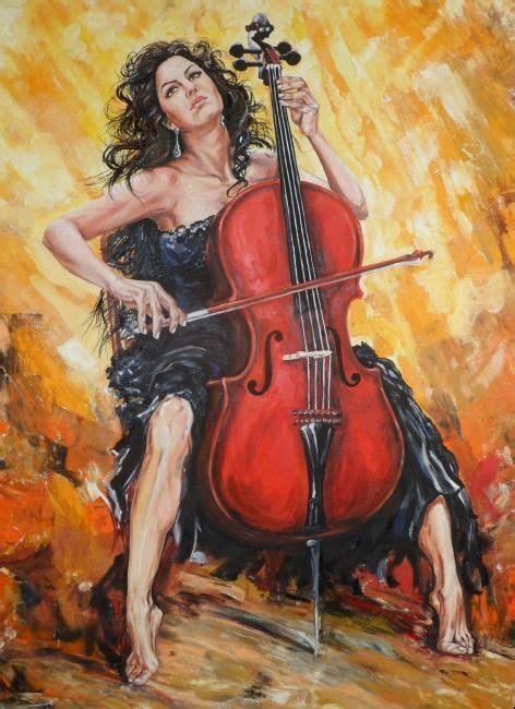 A Woman Playing A Cello Painting By Katerina Evgenieva Artmajeur