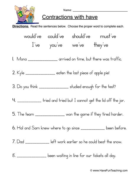 Have Contractions Worksheet By Teach Simple