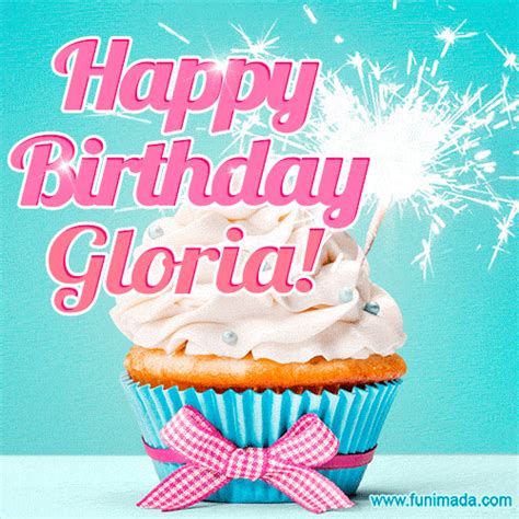 Happy Birthday Gloria Elegang Sparkling Cupcake  Image