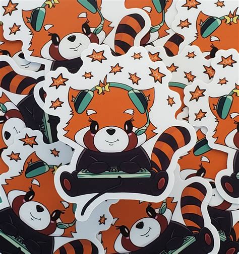 Red Panda Sticker Animal Sticker Gamer Stickers Red Etsy