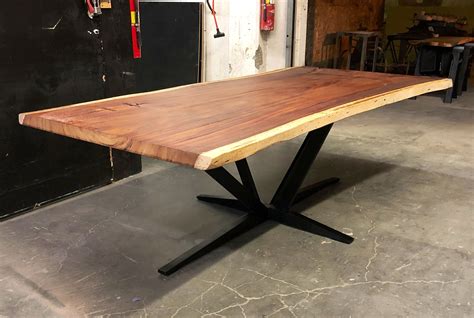 Beautiful Live Edge Dining Table With Custom Base P10671