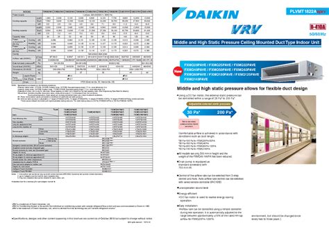 Daikin Vrv Fxmq Medium Static Concealed Ducted Indoor Unit Brochure