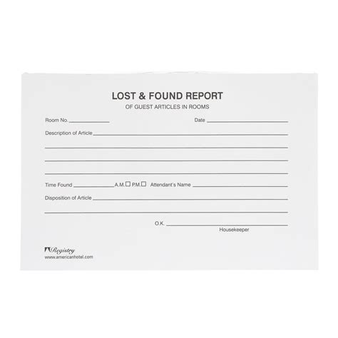Registry Lost And Found Report Form 4 X 6 500pack Lost And Found
