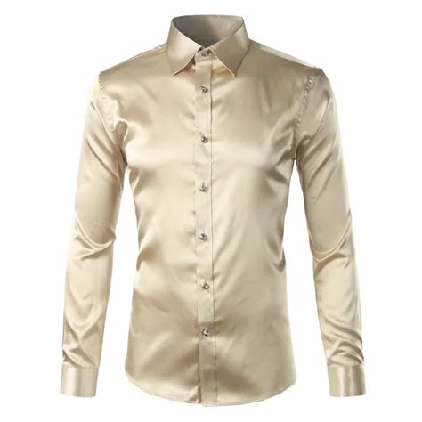 High Quality Silk Satin Shirt Men Chemise Homme 2017 Casual Long Sleeve