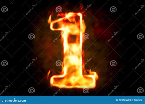 Fire Number 1 Of Burning Flame Light 3d Stock Illustration