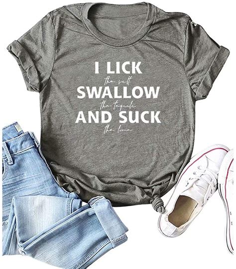 Ttmow Womens Lick Swallow Suck Cute Letter Graphic Print T Shirts