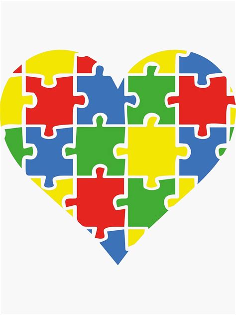Autism Awareness Heart Sticker For Sale By Designfactoryd Redbubble