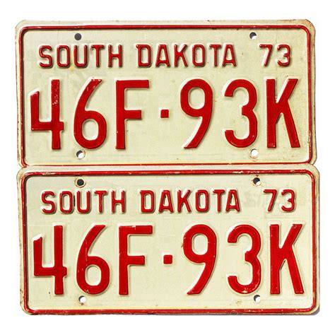 1973 South Dakota Pair 46f 93k Great Sd License Plates