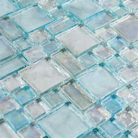 Iridescent Glass Mosaic Tile Clear Random Blend For Bathroom And Shower