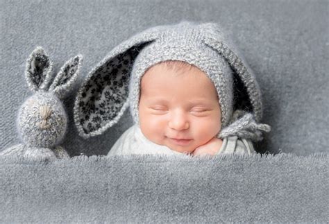 842654 4k Rabbits Gray Background Infants Winter Hat Sleep Rare