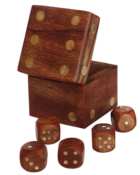 Dice Box With 5 Wood Dice Handmade Indian Dice Game Set Etsy