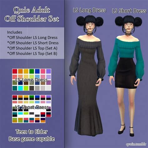 Qnie Off Shoulder Set At Qvoix Escaping Reality Sims 4 Updates
