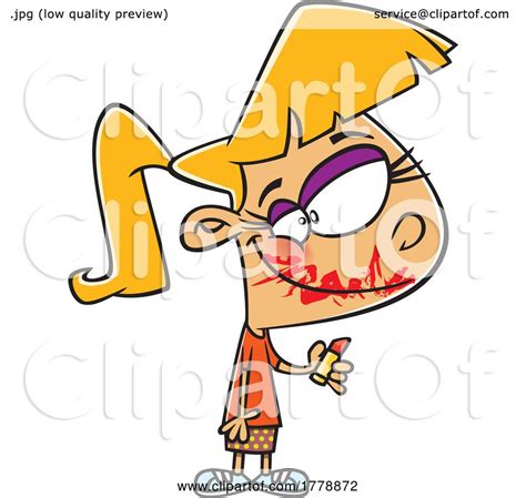 Cartoon Girl With Lipstick All Over Her Face By Toonaday 1778872