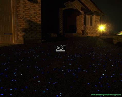 Night Shot Of An Agt Sky Blue Glow Stone Energized Decorative Concrete