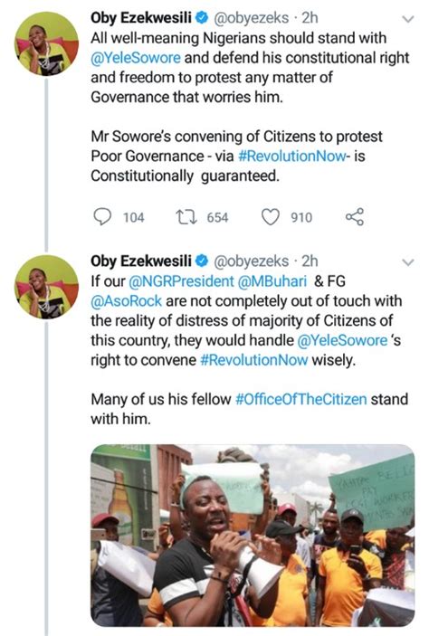 Oby Ezekwesili Reacts To Omoyele Sowores Arrest By Dss Politics