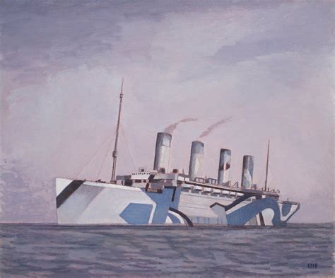 Rms Olympic In Dazzle Camouflage During Ww Painting By Duncan Hannah Dazzle