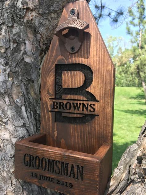 They hold an impressive 64 ounces so your groomsmen don't have sit on a barstool all day. Groomsmen gifts beer bottle opener with cap holder for ...