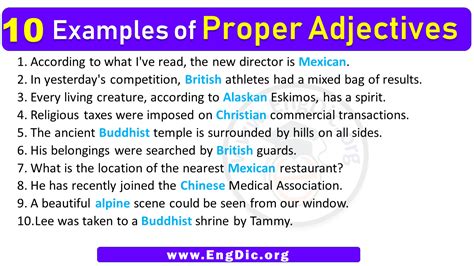 Examples Of Proper Adjectives In Sentences EngDic