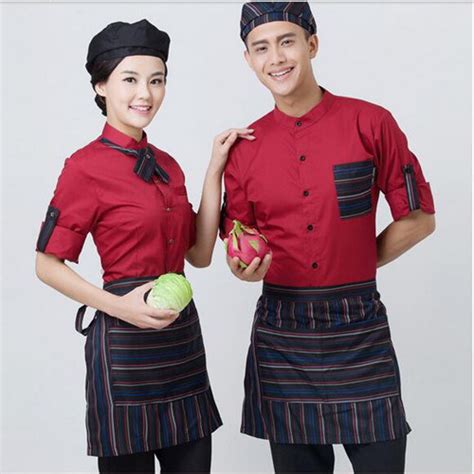 bar staff waiter waitress hotel red chef jacket restaurant chef uniform china restaurant chef
