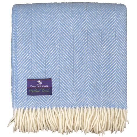 Highland Tweed Herringbone Pure New Wool Throw ~ Sky Blue ~ In 2021