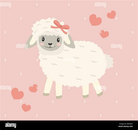 Cute Little Sheep Baby Clip Art Funny Smiling Animal Vector