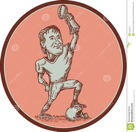 American Football Player Champion Trophy Drawing Stock
