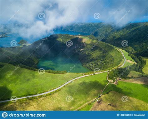 Lakes In Sete Cidades On San Miguel Island Azores Stock Image Image