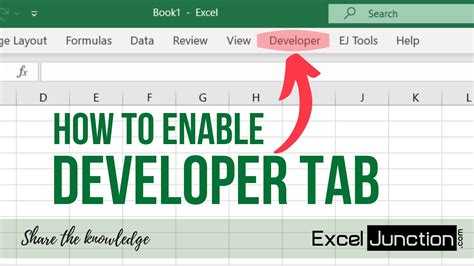 How To Enable Developer Tab In Excel Youtube