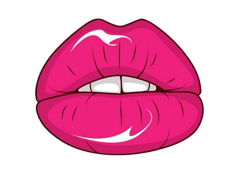 pink glossy sexy lips drawing free image download