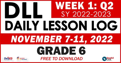 Grade Daily Lesson Log Quarter Week Nov Deped Click