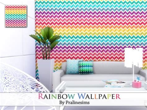 Rainbow Wallpaper By Pralinesims At Tsr Via Sims 4 Updates Check More