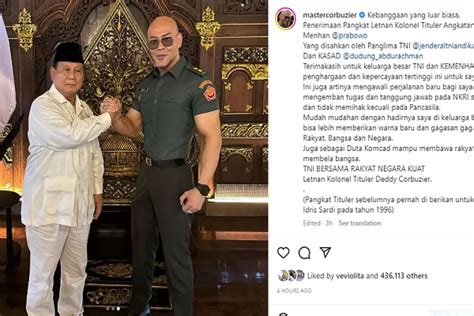Deddy Corbuzier Terima Pangkat Militer TNI AD Letkol Tituler Ayo Bandung