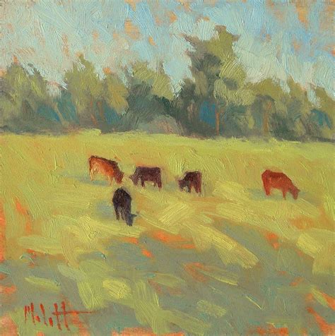 Cow Paintings Cattle Field Contemporary Impressionism Cow Painting