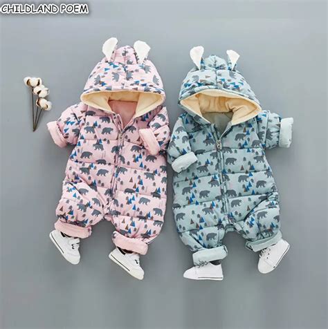 Winter Baby Clothes Hooded Baby Rompers Duck Down Girl Romper Newborn