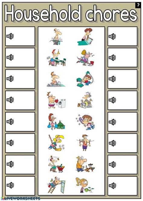 Household Chores Interactive And Downloadable Worksheet You Can Do The