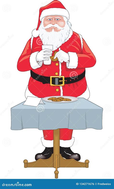 Santa Eating Cookies Vector Illustration Stock Vector Illustration Of