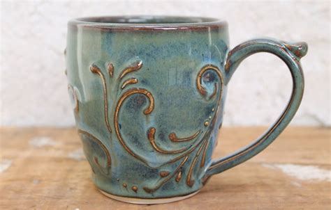 Handmade Ceramic Mug Blue Green Pottery Unique Gift Etsy Handmade