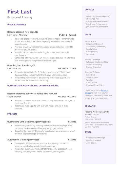 Legal Resume Examples For Resume Worded