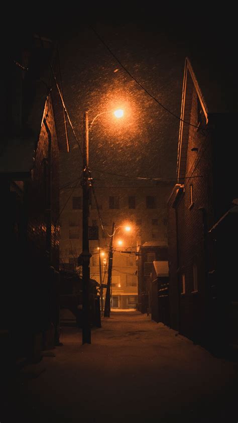 Download Wallpaper 1080x1920 Street Lights Night City Winter Dark