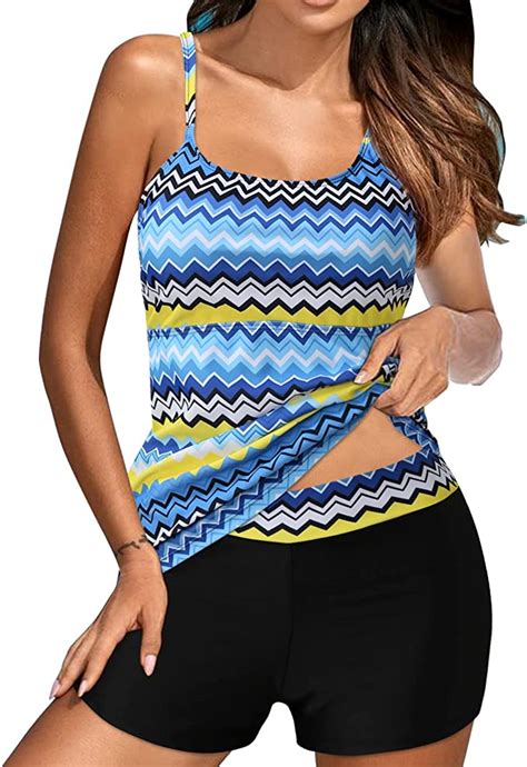 Callmo Badeanzug Damen Damen Zweiteilig Badeanzug Push Up Bademoden Bauchweg Tankini Set Mit Hot