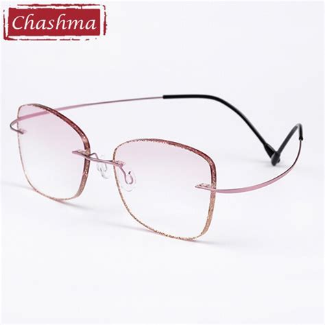 chashma men rimless light frame trend eyeglasses titanium flexible spectacles for women colored