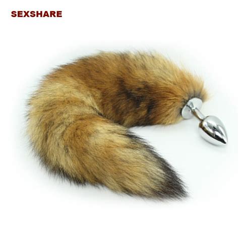Anal Plug Brown Stainless Steel Butt Plug Cat Tail Anal Plug Faux Fox
