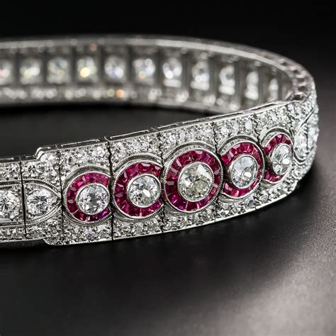 Art Deco Platinum Diamond And Ruby Bracelet