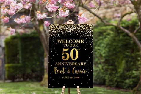 50th Wedding Anniversary Welcome Sign Golden Anniversary 9a9