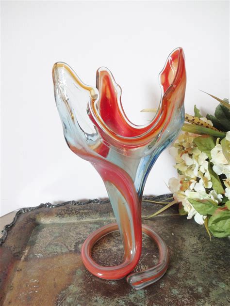 Italian Vintage Blown Glass Murano Vase By Abbylanevintage On Etsy