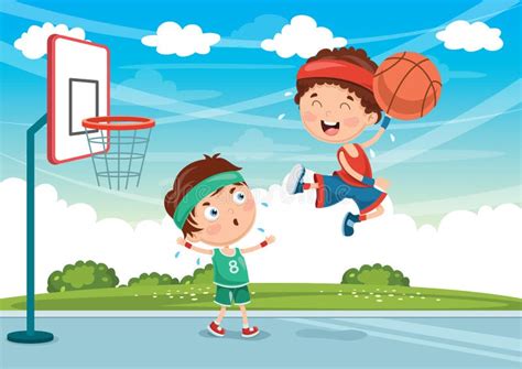 Ejemplo Del Vector De Los Niños Que Juegan A Baloncesto Ilustración Del Vector Ilustración De