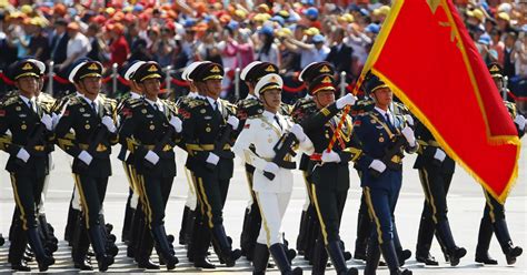 Characteristic of members of the armed forces. Scenes from China's extravagant military parade
